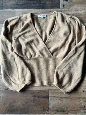 Madewell Women's Faux Wrap Rib-Waisted Sweater | S